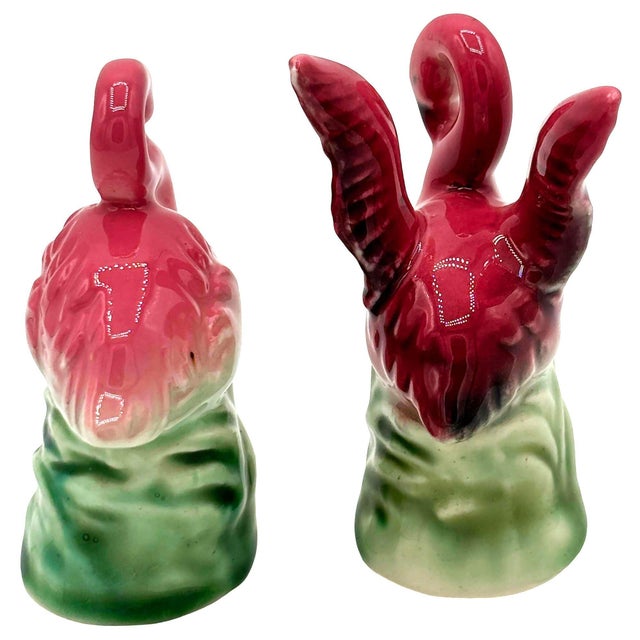 Mid 20th Century Pink Flamingo Ceramic Salt & Pepper Shaker Set, Lefton's Japan For Sale - Image 4 of 5