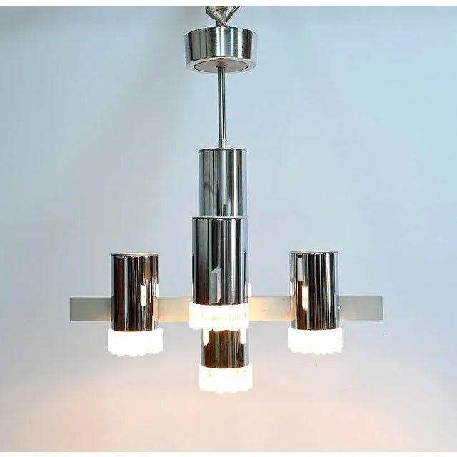 Modernist Metal Chandelier attributed to Gaetano Sciolari, Italy, 1960s For Sale - Image 9 of 13