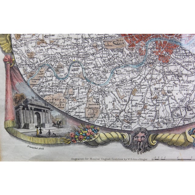 Early 19th Century Antique Map of London by Thomas Moule and William Schmollinger For Sale - Image 5 of 6