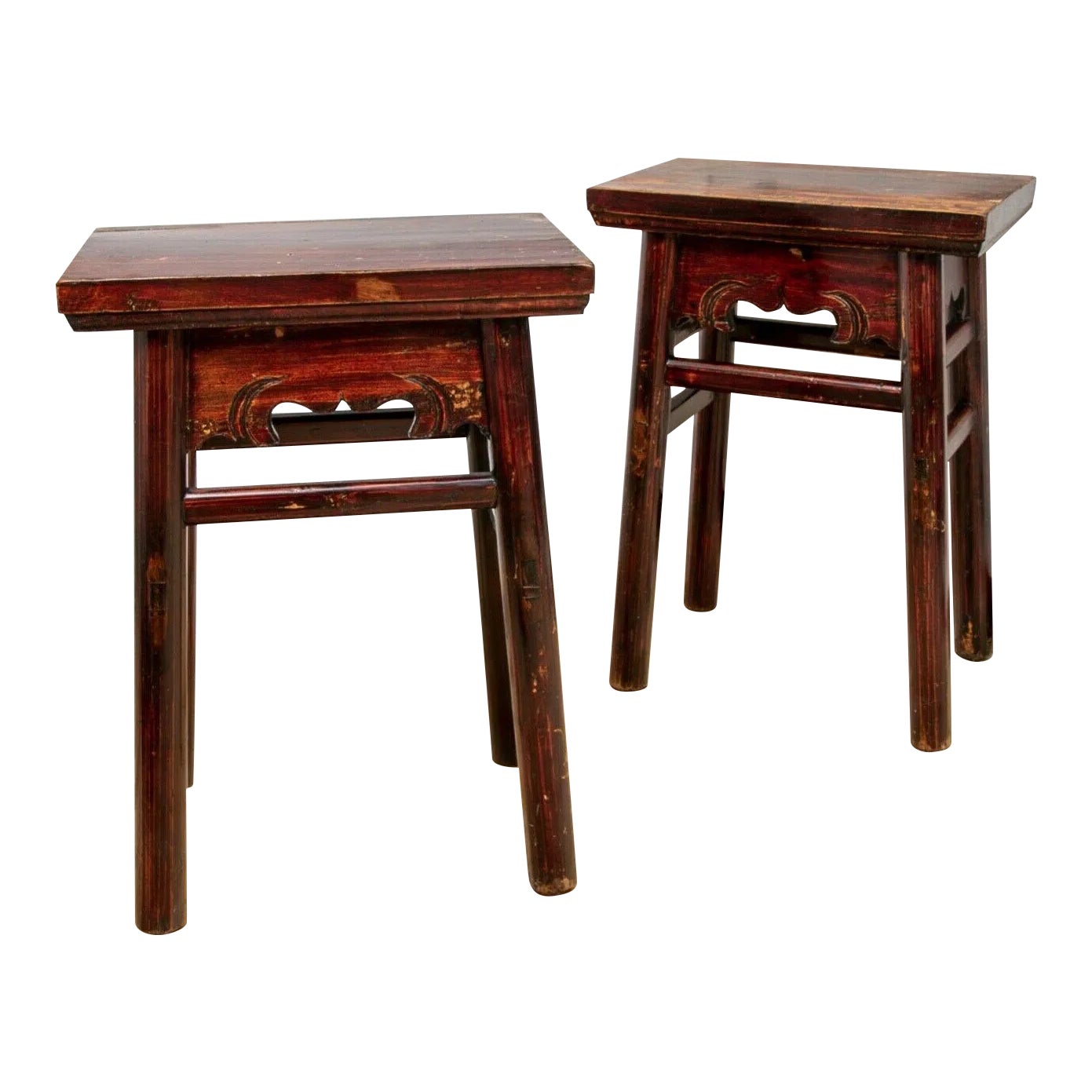 19th Century Qing Dynasty Chinese Elm Wood Side Tables a Pair Chairish