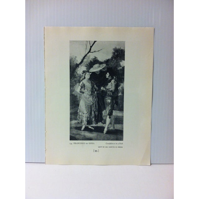 Circa 1940 "Confidences in a Park" by Francisco De Goya Masterpiece of