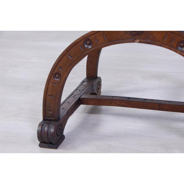 Brown Wooden Savonarola Chair with Carved Armrest,s Late 1800s For Sale - Image 8 of 14