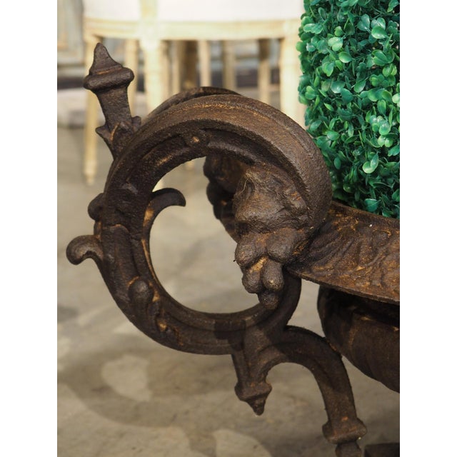 A Large 19th Century French Cast Iron Vase With Double Scrolled Handles For Sale - Image 10 of 18