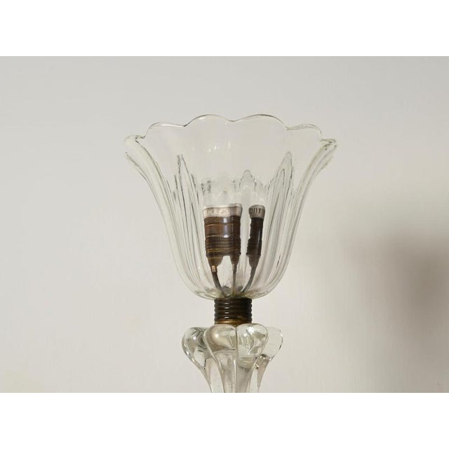 Large Murano Glass and Bronzed Brass Flower Sconces from Barovier, Italy, 1940s, Set of 2 For Sale - Image 10 of 13