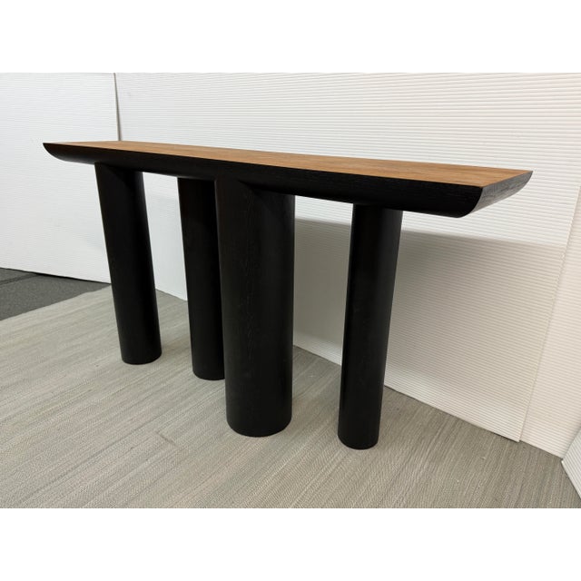 Contemporary Crate & Barrel Bomen Console Table, Flakey Oak Wood For Sale - Image 3 of 14