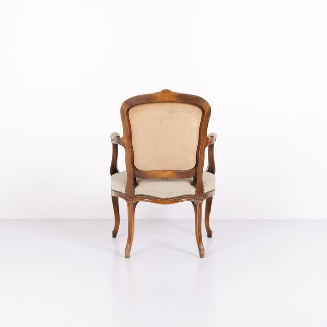 Brown Neo-Rococo Armchair with Curved Legs and Floral Fabric, 1930s For Sale - Image 8 of 11