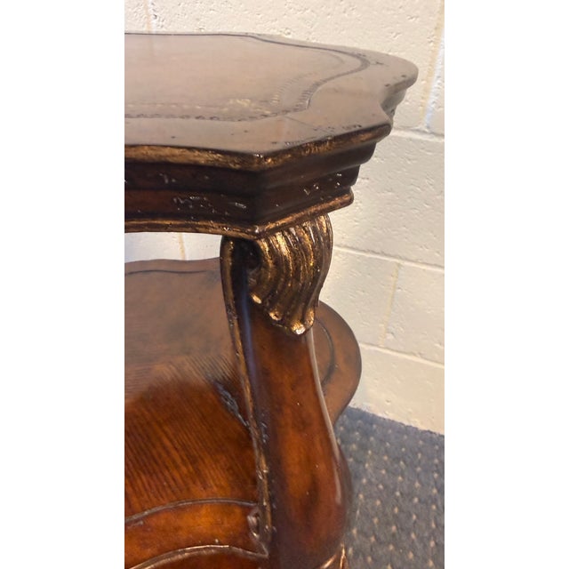 Vintage Three-Tier Accent Table With Carved Details and Gilt Accents For Sale In Boston - Image 6 of 10