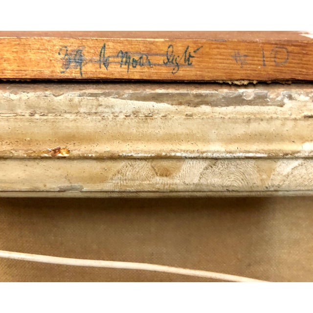 Mordechai Avniel, Israeli Modernist Oil Painting Abstract "Moonlight" Bezalel School For Sale - Image 4 of 5