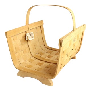 Vintage Peterboro Fireside Basket Made of Appalachian White Ash For Sale