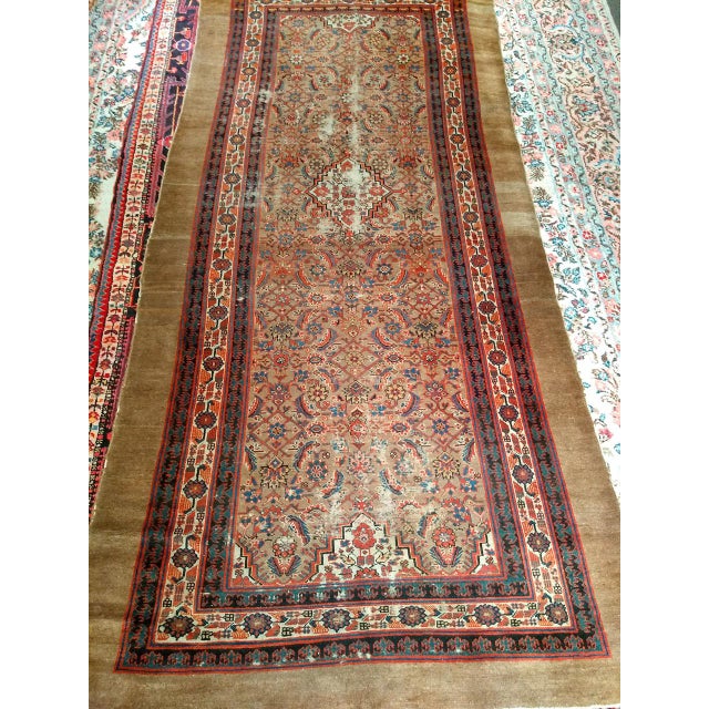 Textile Antique Persian Serab Camel Hair Gallery Rug, Hand-Knotted Wool, Geometric Pattern, Red & Green, 5x11 For Sale - Image 7 of 7