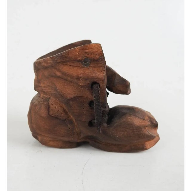 Small Vintage Duke Moore Folk Art Boot Wood Carving For Sale - Image 4 of 9