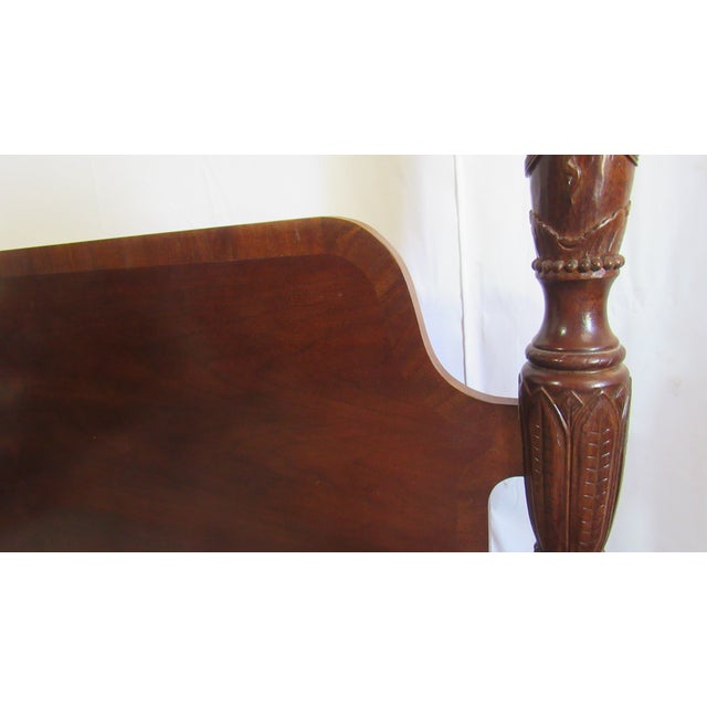 1980s Mahogany Banded Queen Poster Bed Designer For Sale - Image 6 of 6