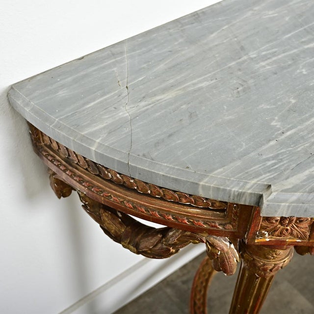 French 18th Century Louis XVI Period Demilune Console For Sale In Baton Rouge - Image 6 of 14
