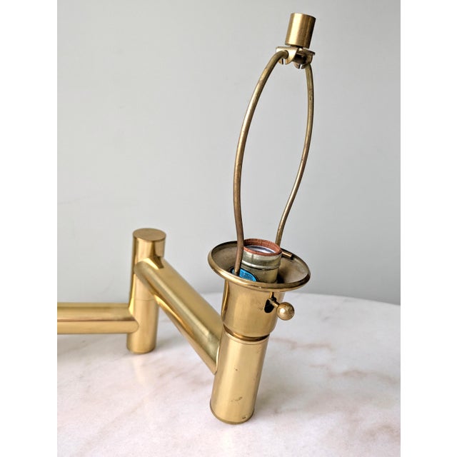 Mid-Century Modern Vintage Brass Swing Arm Plug-in Wall Lamp For Sale - Image 3 of 8