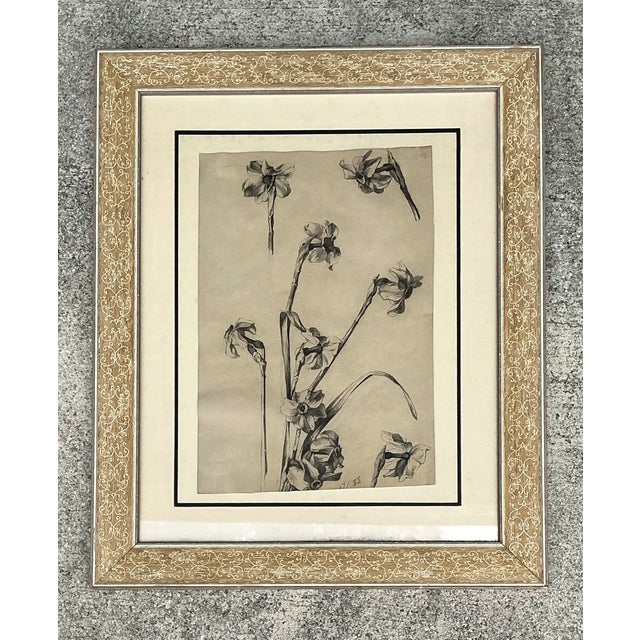 Framed Botanical Drawing With Gold Detailing For Sale - Image 4 of 14