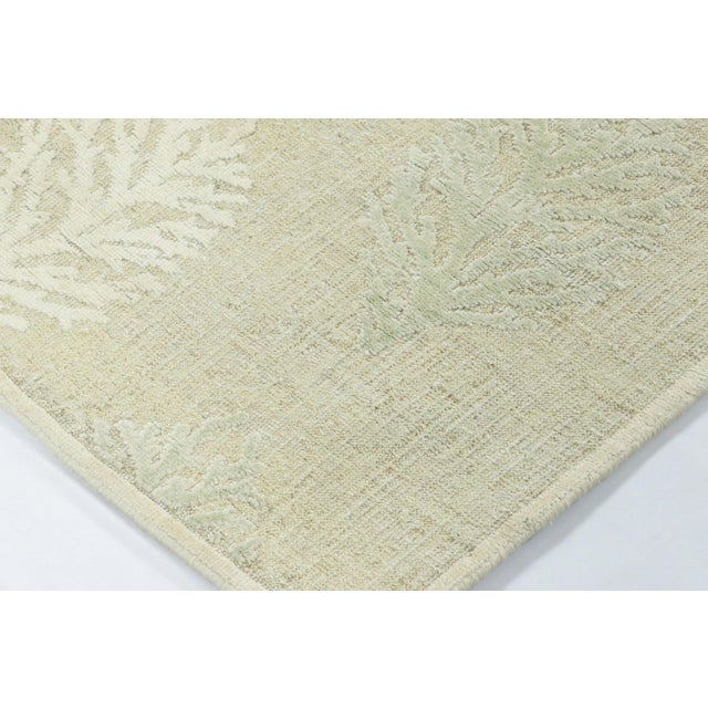 2010s Rug & Kilim’s Block Print Runner Rug With Beige and Sage Green Floral Pattern For Sale - Image 5 of 7