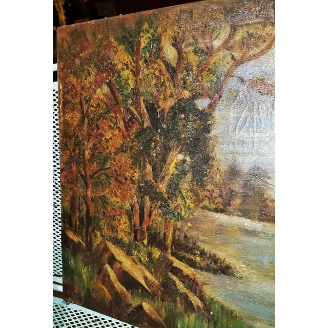 Brutalist Antique Winter Scene Oil Painting, S. Kurtz For Sale - Image 3 of 7