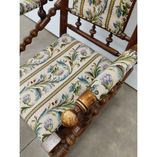 Brown Antique Danish Rocking Chair With Foot Stool For Sale - Image 8 of 11