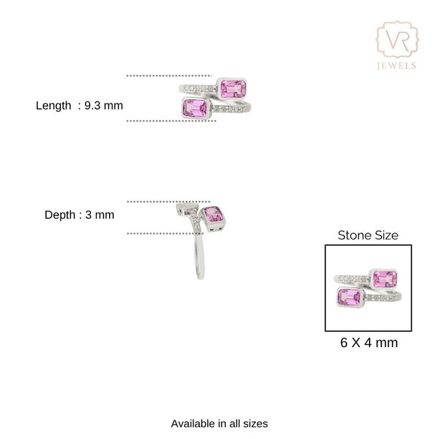 Edwarding Style 14k Gold 1.68 Ct Pink Sapphire Daimond Open Bypass Ring Size 5 For Sale - Image 9 of 14