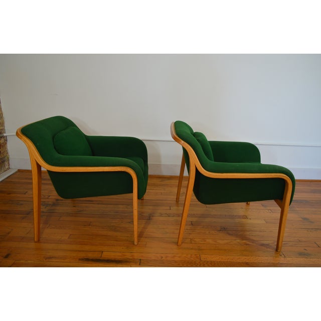 Bill Stephens for Knoll International Green Lounge Chairs a Pair