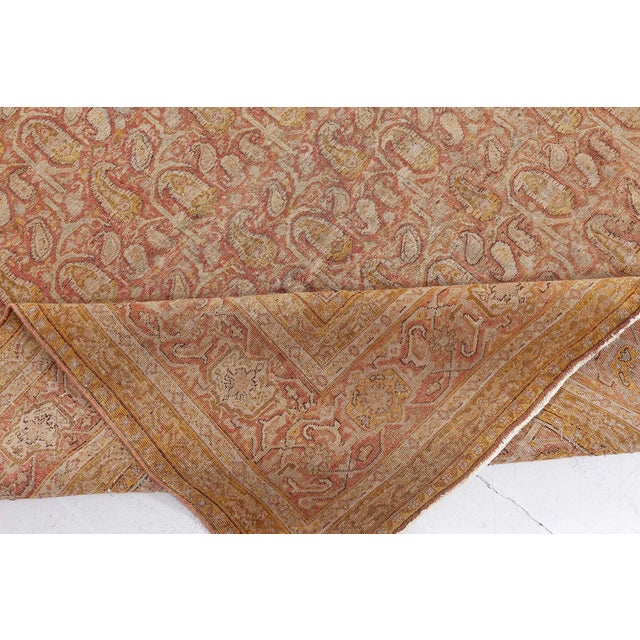 1900 - 1909 Fine Antique Indian Amritsar Handmade Wool Carpet For Sale - Image 5 of 7