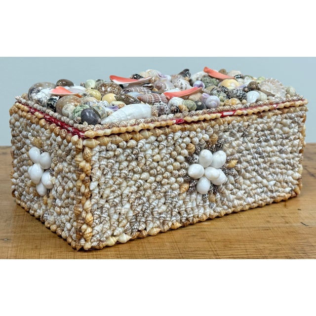 Vintage Shell Encrusted Tissue Box Holder For Sale - Image 4 of 14