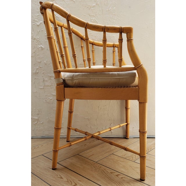 Mid Century Modern Century Chair Co Asian Faux Bamboo Arm Chair Chairish