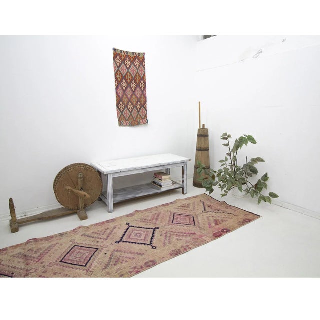 Washed Out Vintage Herki Runner Rug For Sale In Los Angeles - Image 6 of 7
