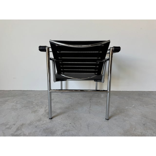 Vintage Italian Lc1 Style Leather and Chrome Lounge Chair For Sale - Image 14 of 17