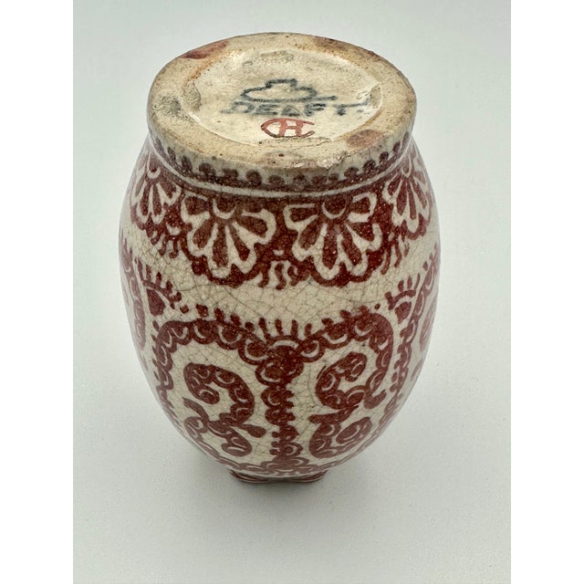 Art Deco A Rare De Porcelyne Fles Dutch Delft Red Craquele Glaze Pottery Vase For Sale - Image 3 of 6
