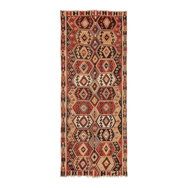 Mid 20th Century Vintage Decorative Turkish Kilim Rug For Sale