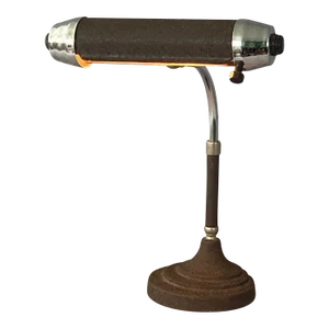 Vintage 1940s Industrial Deco Period Brown Wrinkle Finished and Chromed Adjustable Desk Lamp