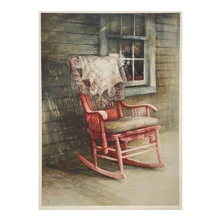 1971 Hubert Shuptrine Porch Rocker Highlands North Carolina Lithograph For Sale
