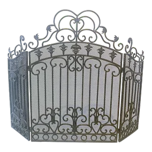 Mid-20th Century French Gothic Wrought Iron Fireplace Screen