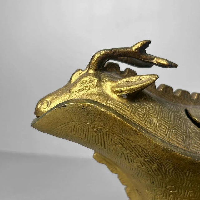 Metal Jue Style Gilt Incense Burner, Japan, 1960s For Sale - Image 7 of 12