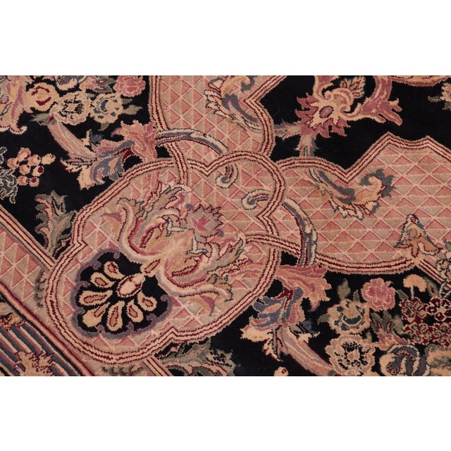 1990s Shabby Chic 1990's Pak-Persian Black/Tan Wool Rug - 4'6'' X 7'2'' For Sale - Image 5 of 9