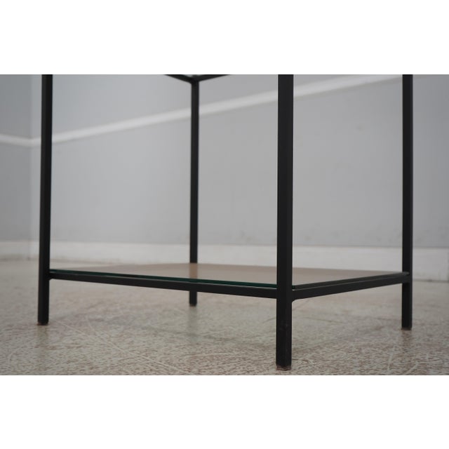 Black Pair Charleston Forge 2 Tier Glass Top Iron End Tables For Sale - Image 8 of 12