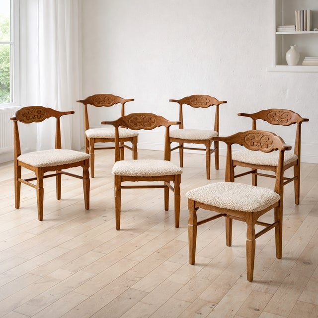 Mid-Century Danish Oak Dining Chairs by Henning Kjærnulf, 1960s, Set of 6 For Sale - Image 6 of 12