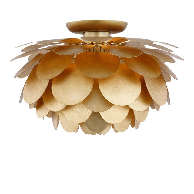 Chapman & Myers for Visual Comfort Signature Cynara Large Flush Mount in Gild For Sale