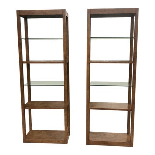 1970s Vintage John Widdicomb Burled Elm Shelf Units - a Pair For Sale