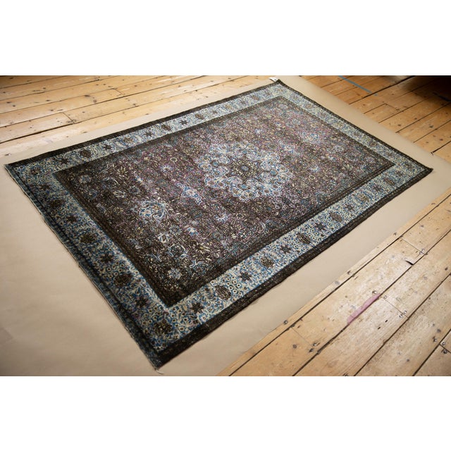 Blue Antique Silk Kashan Rug - 4'3" X 6'8" For Sale - Image 8 of 13