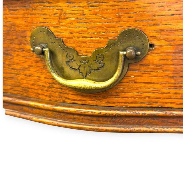 Antique Tiger Oak Writing Desk With Cabriole Legs – John Stengel & Co. For Sale - Image 9 of 13