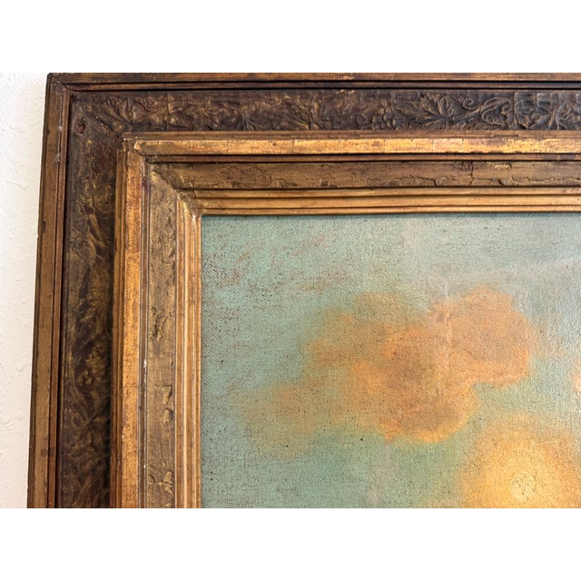 Antique European Romantic Lakeside Landscape With Windmill, Attr. To H. Volpini For Sale - Image 12 of 15