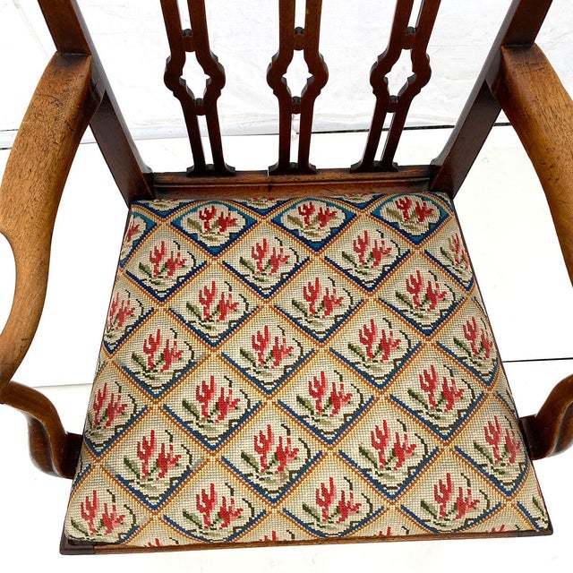 18th Century English George III Mahogany Upholstered Seat Armchair For Sale - Image 10 of 10