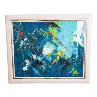 1960s Mid Century Modern Oil Painting Abstract Expressionism For Sale