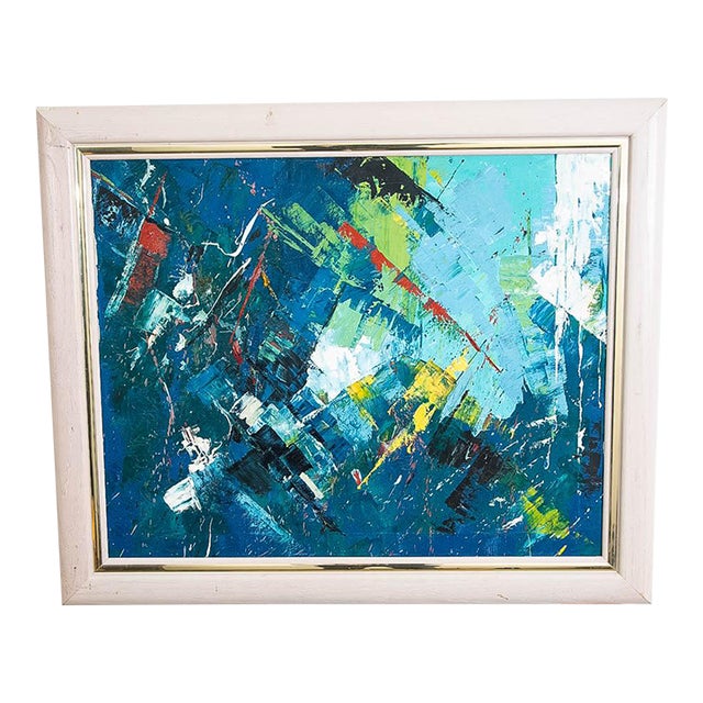 1960s Mid Century Modern Oil Painting Abstract Expressionism For Sale
