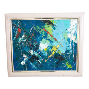 1960s Mid Century Modern Oil Painting Abstract Expressionism