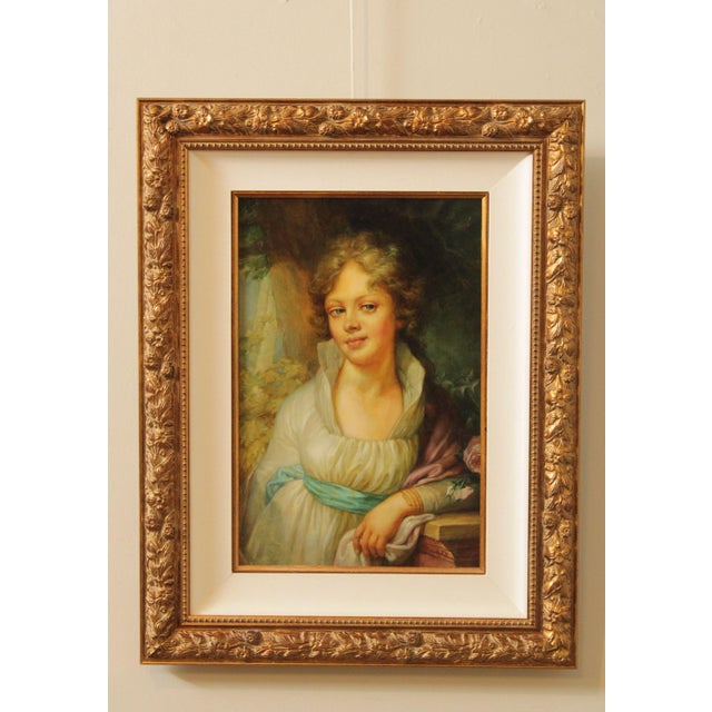 High Quality Framed Oil Painting on Canvas, Unsigned Artist Portrait of a Young Woman, in the Style of Vladimir Borovikovsky