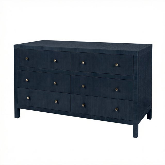 Modern Nora 60 in. W Raffia 6 Drawer Dresser, Blueberry For Sale - Image 3 of 11