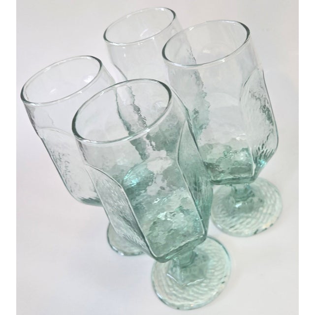 Glass Late 20th Century Icy Green Goblets - Set of Four For Sale - Image 7 of 13